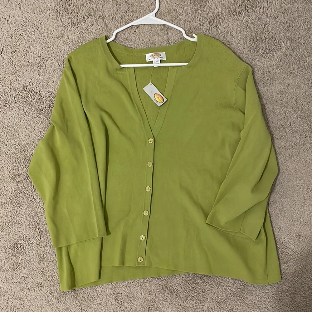 Talbots lime green cardigan